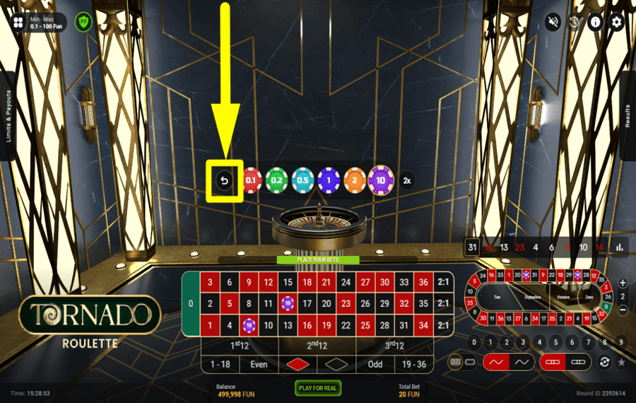 Tornado Roulette ANNULER LE PARI.
