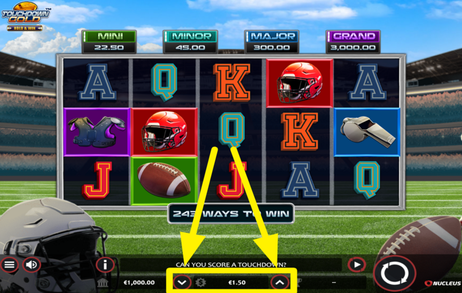 Touchdown Gold ADJUST YOUR WAGER.
