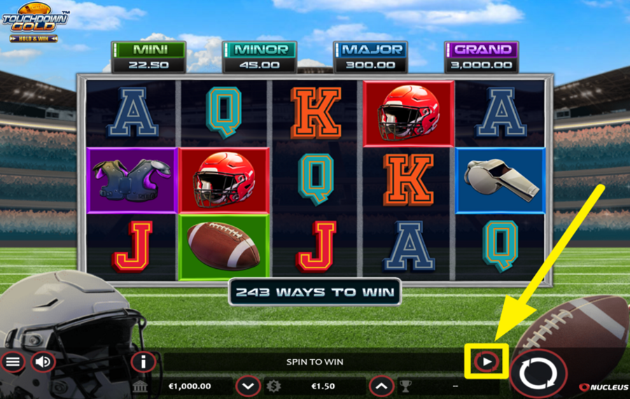 Touchdown Gold EMPLOY THE AUTOMATIC SPIN.