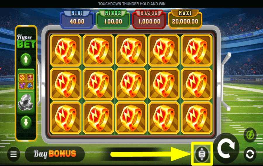 Touchdown Thunder Hold and Win ИЗМЕНИТЕ СТАВКУ.