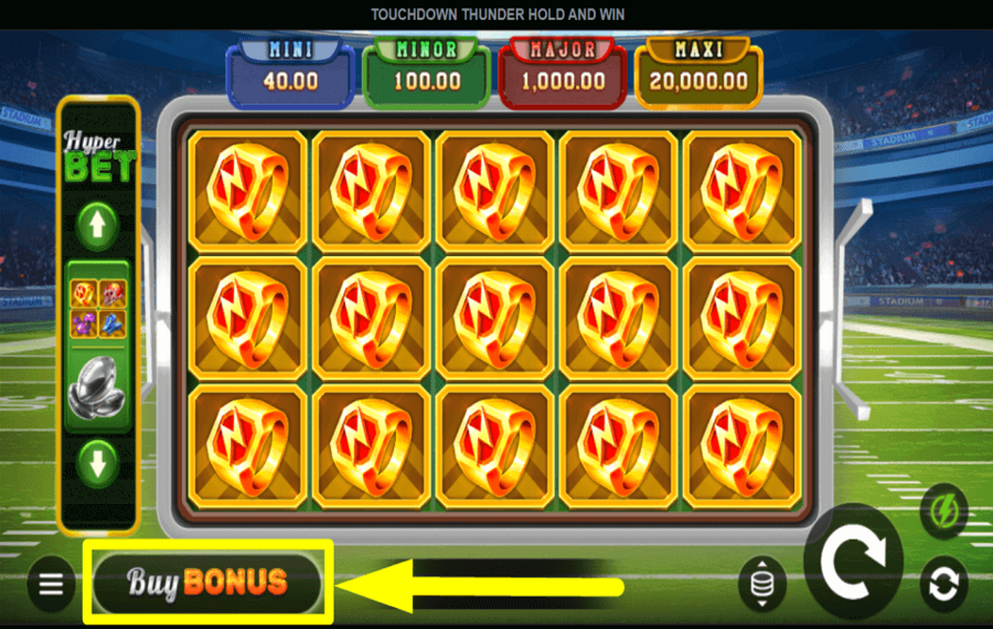 Touchdown Thunder Hold and Win ПОЛУЧАЙТЕ ДОПОЛНИТЕЛЬНЫЕ ВРАЩЕНИЯ.