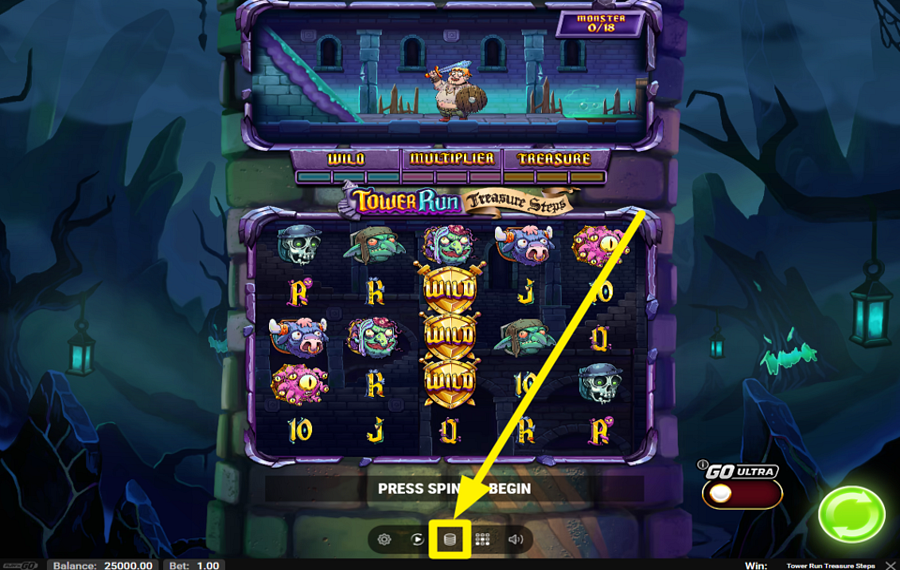 Tower Run Treasure Steps ОПРЕДЕЛИТЕ СВОЮ СТАВКУ.