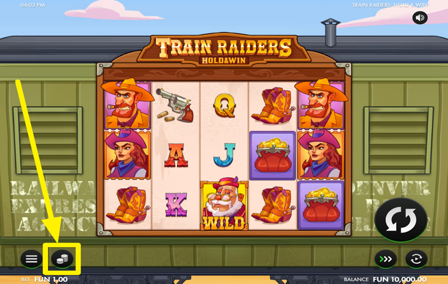 Train Raiders Hold and Win CHOISISSEZ LE MONTANT DE VOTRE MISE.