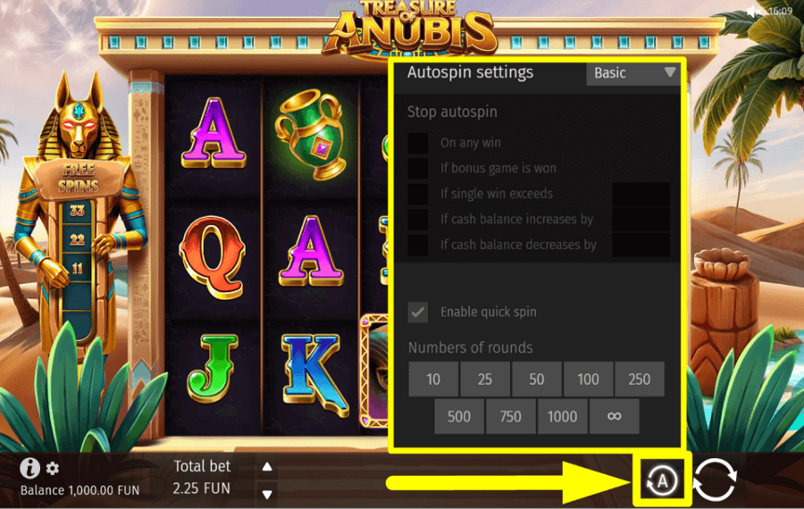 Treasure of Anubis UTILIZZA LA RIPRODUZIONE AUTOMATICA.