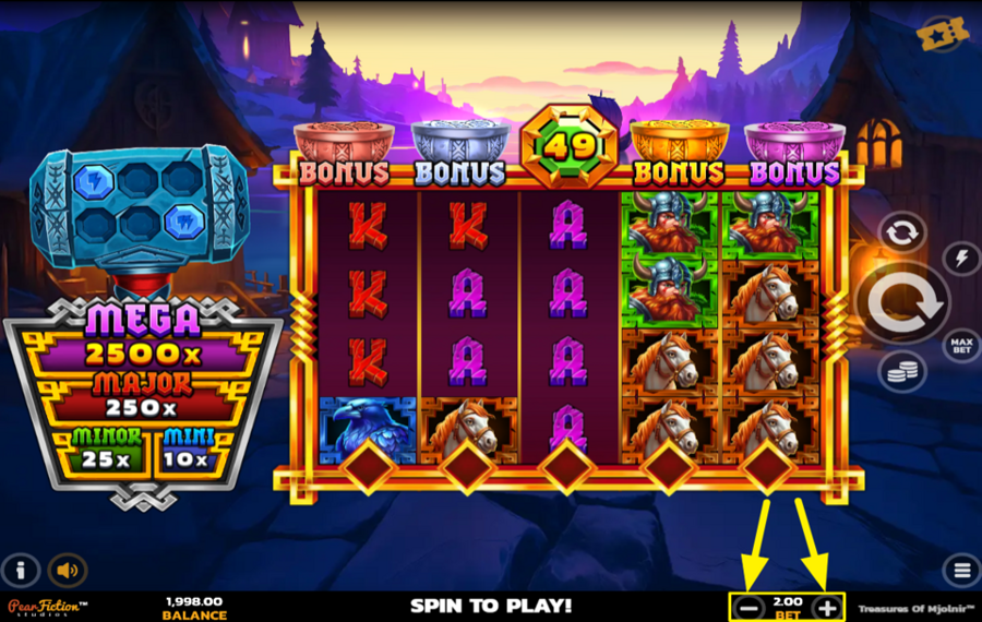 Treasures of Mjolnir УСТАНОВИТЕ ОБЩУЮ СТАВКУ.