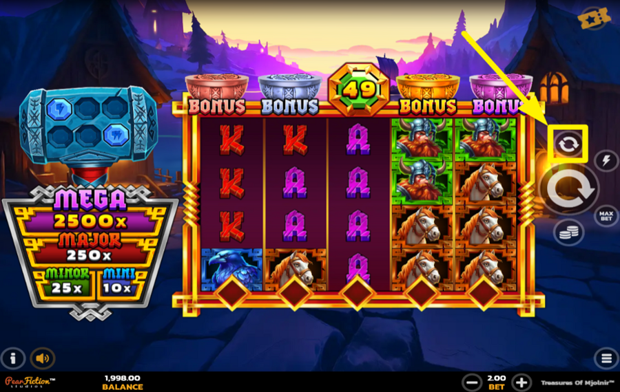 Treasures of Mjolnir ВРАЩАЙТЕ БАРАБАНОВЫ АВТОМАТИЧЕСКИ.