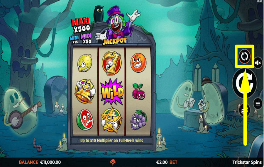 Trickstar Spins УПРАВЛЯЙТЕ АВТОВОСПРОИЗВЕДЕНИЕМ.