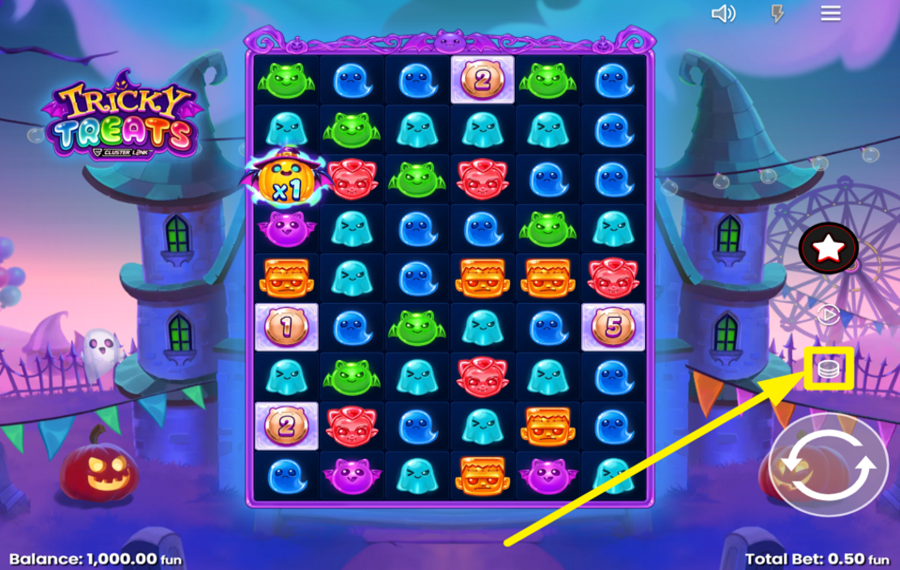 Tricky Treats ОПРЕДЕЛИТЕ ЗНАЧЕНИЕ СТАВКИ.