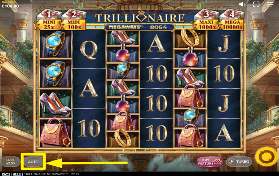 Trillionaire MegaWays UTILISEZ L'ESSORAGE AUTOMATIQUE.