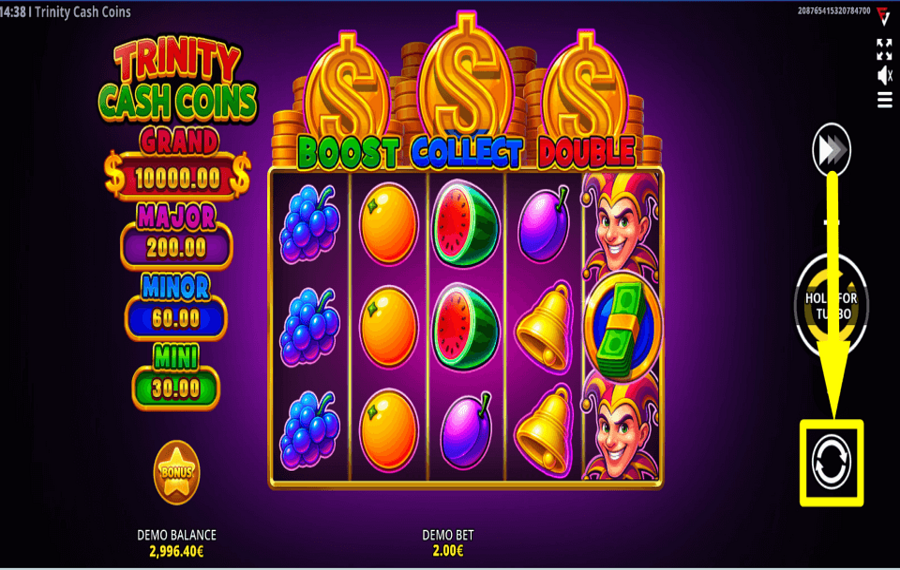 Trinity Cash Coins Running Wins CHOOSE AUTOPLAY.