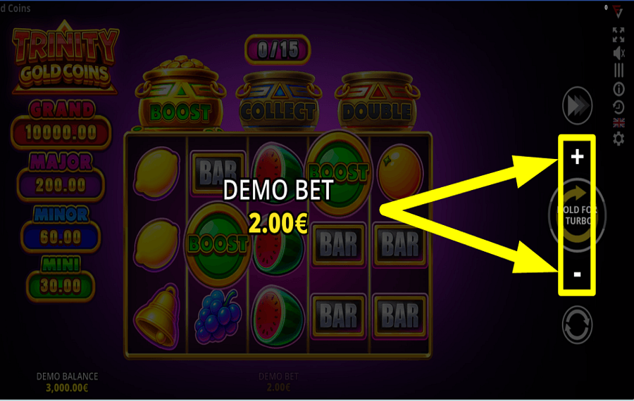 Trinity Gold Coins Running Wins SET YOUR STAKE.