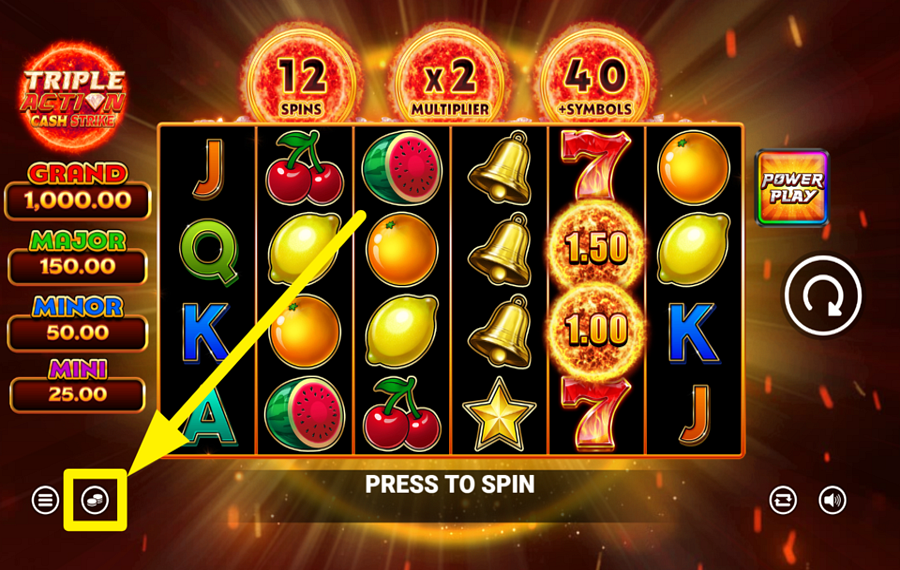 Triple Action Cash Strike ASSIGN A BET VALUE.
