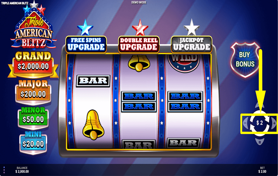 Triple American Blitz CHOOSE YOUR WAGER.