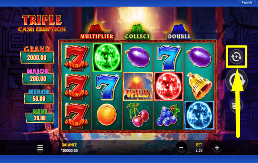 Triple Cash Eruption UTILIZZA LA RIPRODUZIONE AUTOMATICA.