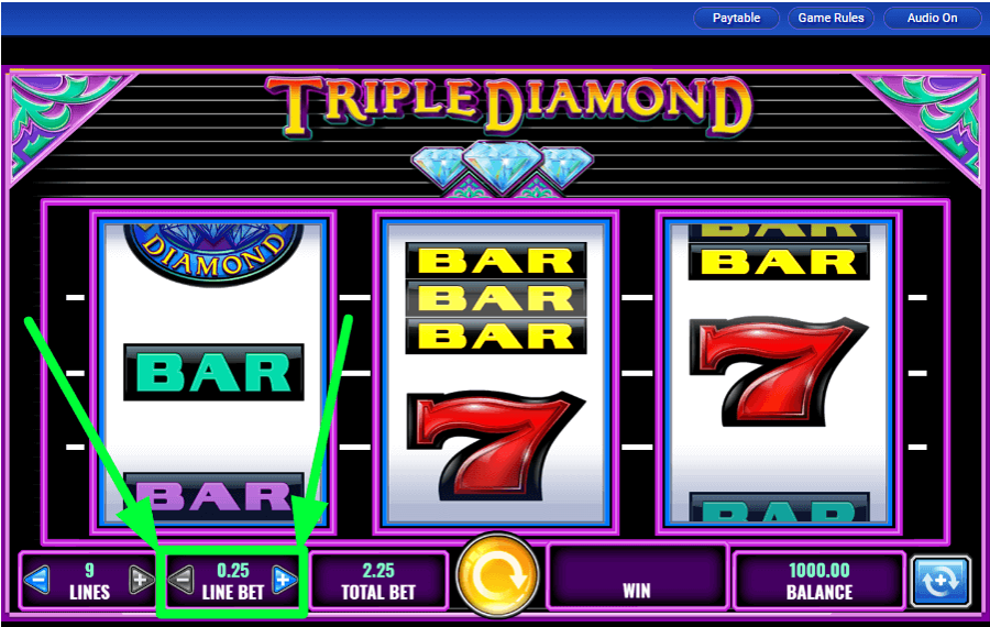 Triple Diamond Choisissez le montant de votre mise.