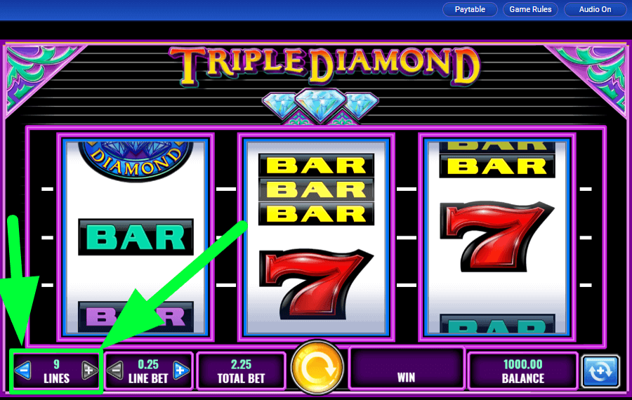 Triple Diamond Choisissez les lignes de paiement. 