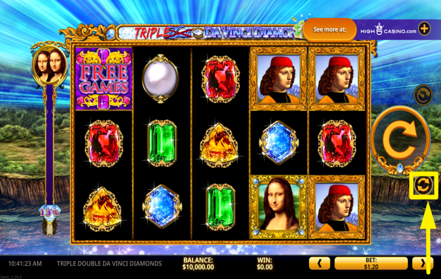 Triple Double Da Vinci Diamonds АКТИВИРУЙТЕ АВТОМАТИЧЕСКИЙ ОТЖИМ.