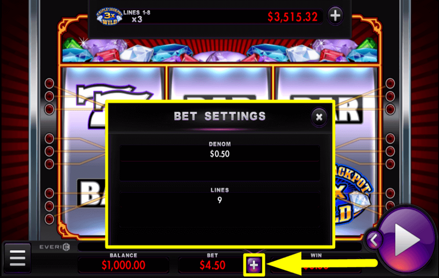 Triple Jackpot Gems PLATZIEREN SIE IHRE WETTE.