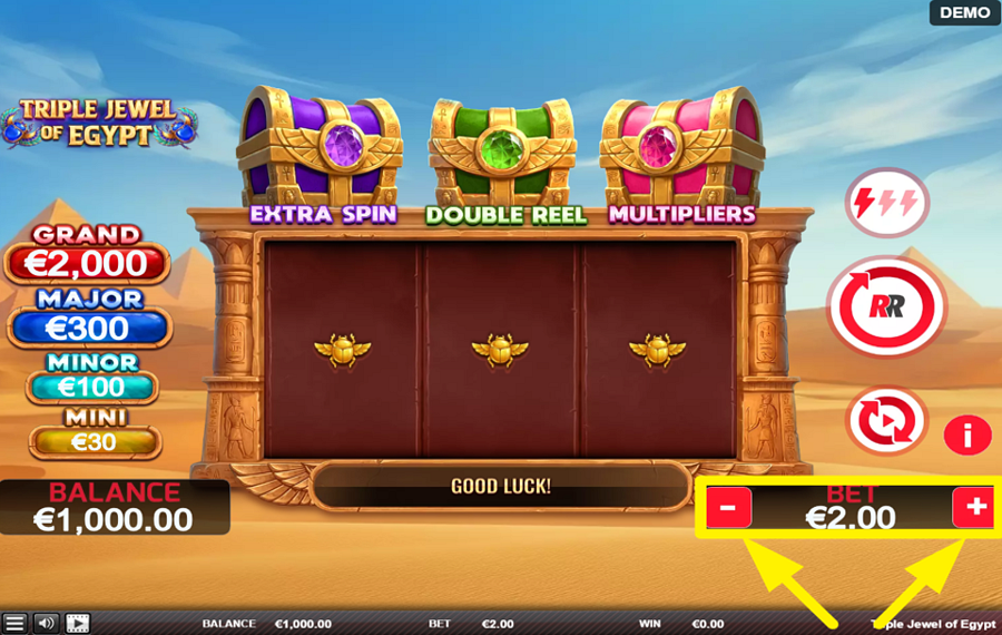 Triple Jewel of Egypt WÄHLEN SIE EINEN EINSATZBETRAG.