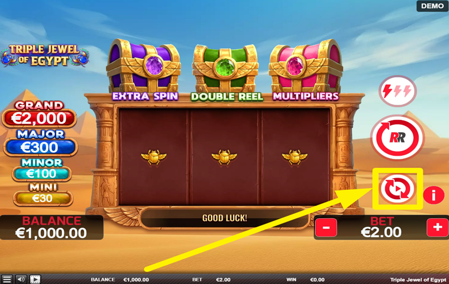 Triple Jewel of Egypt AUTOMATISCHE SPINS VERWENDEN.