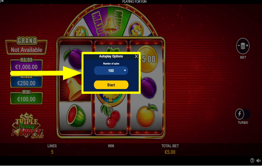Triple Money Jackpot Bells AUTOPLAY VERWENDEN.