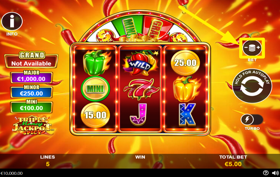 Triple Money Jackpot Spicy WÄHLEN SIE IHREN EINSATZ.