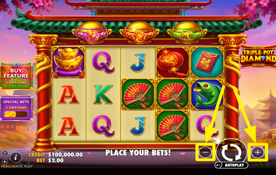 Triple Pot Diamond AJUSTEZ VOTRE MISE.