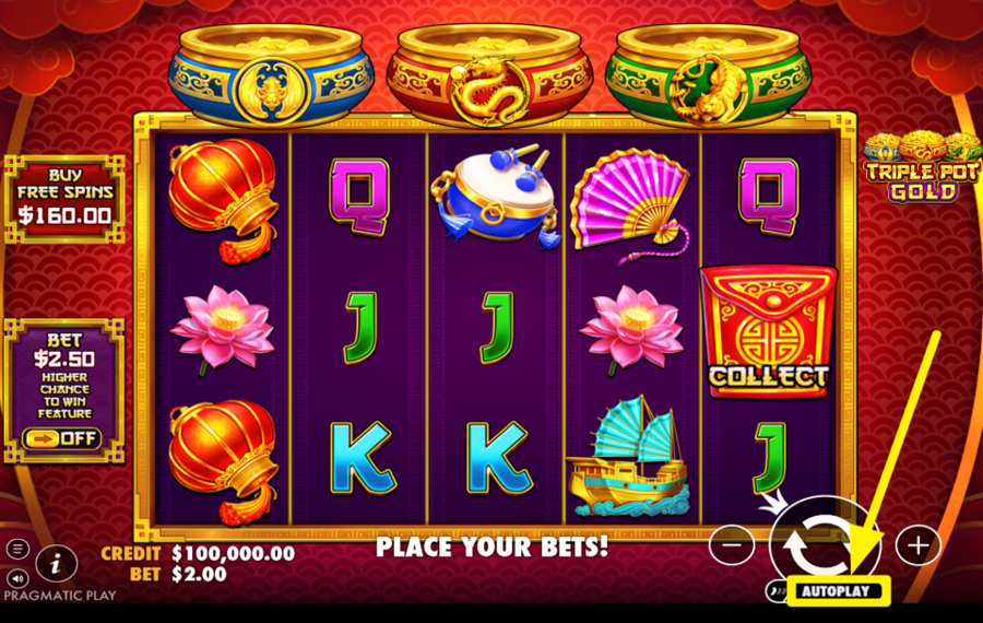 Triple Pot Gold AUTOMATISCHES DREHEN AKTIVIEREN.