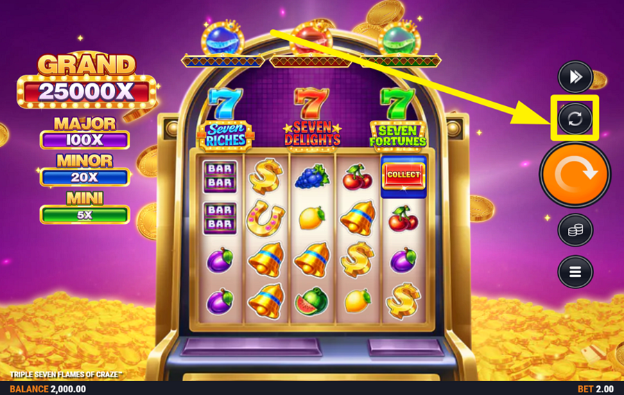 Triple Seven Flames of Craze UTILIZE AUTOPLAY.