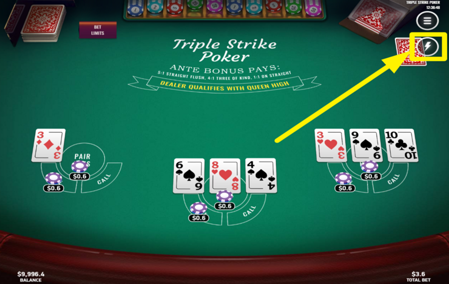Triple Strike Poker ACCÉLÉREZ LE JEU.
