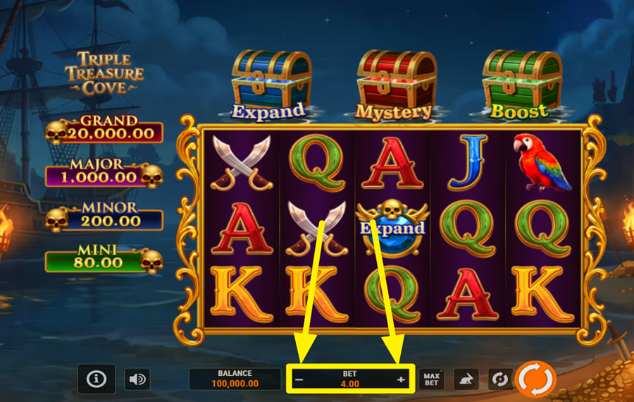 Triple Treasure Cove Hold and Win ATTRIBUER UNE VALEUR DE PARI.