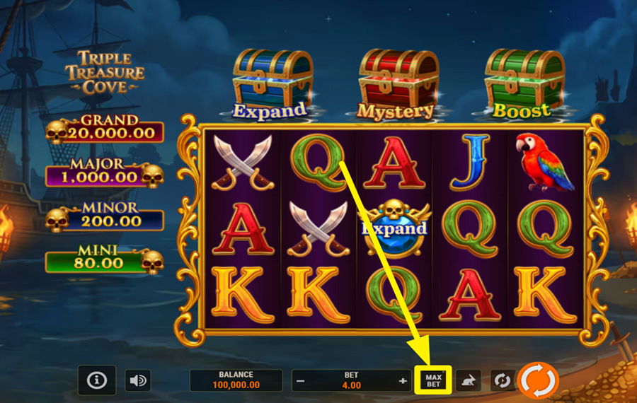 Triple Treasure Cove Hold and Win AJUSTEZ LA MISE AU MAXIMUM.
