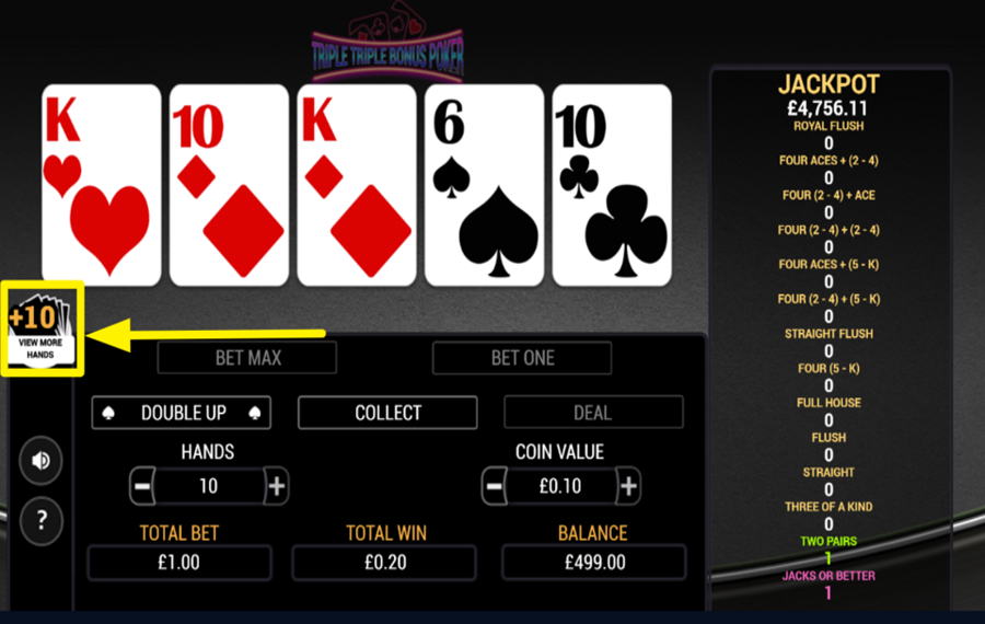 Triple Triple Bonus Poker GUARDA ALTRE MANI.