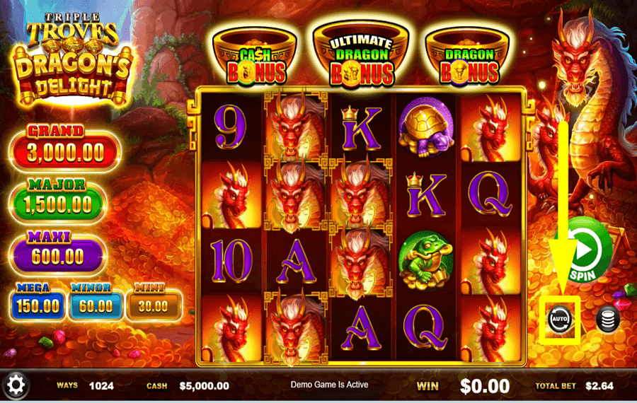 Triple Troves Dragons Delight ВКЛЮЧИТЬ АВТОВОСПРОИЗВЕДЕНИЕ.