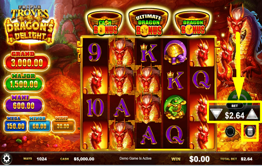 Triple Troves Dragons Delight КОНТРОЛИРУЙТЕ СТАВКИ.