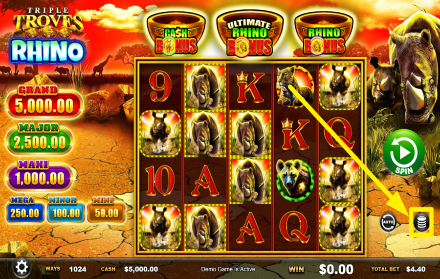 Triple Troves Rhino DETERMINE YOUR BET.