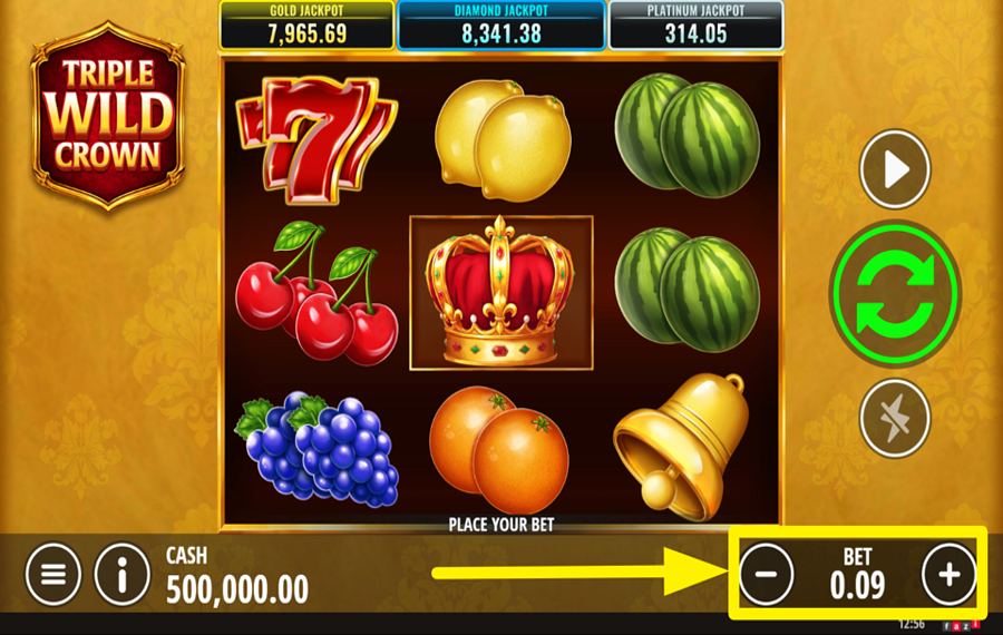 Triple Wild Crown 賭け金を調整してください。
