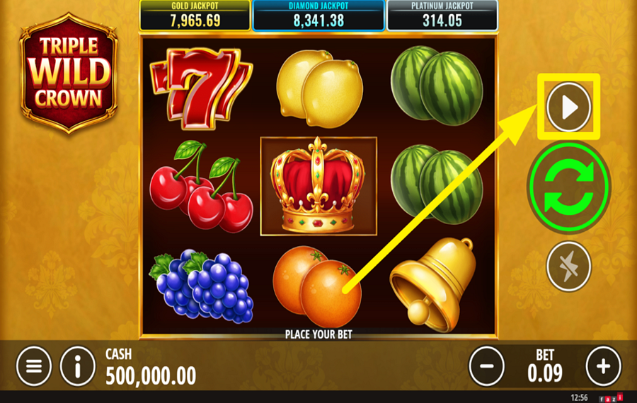 Triple Wild Crown 自動スピン機能を利用してください。