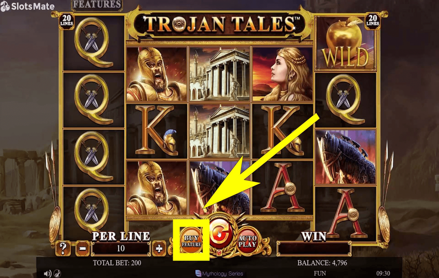 Trojan Tales Über die optionale Schaltfläche „Feature kaufen“.