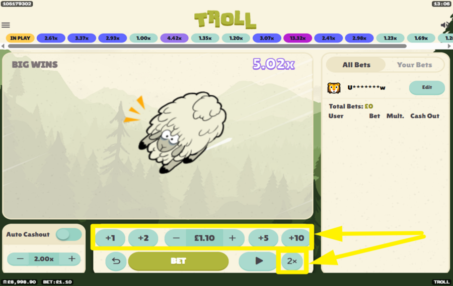 Troll Crash ИЗМЕНИТЕ СВОЮ СТАВКУ.