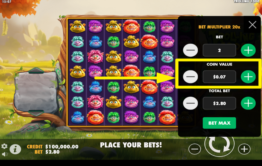 Trolling 1000 SET THE COIN VALUE.