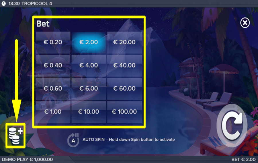 Tropicool 4 Platzieren Sie Ihre Wette.