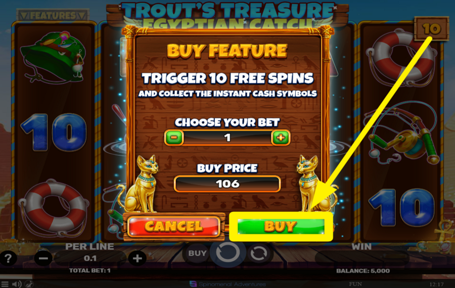 Trouts Treasure Egyptian Catch SNAP UP FREE SPINS.