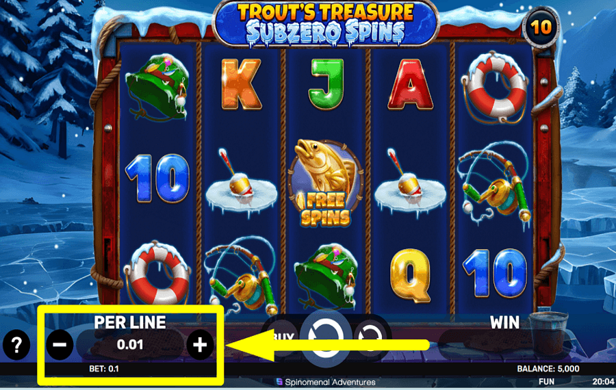 Trouts Treasure Subzero Spins CHOOSE THE WAGER.