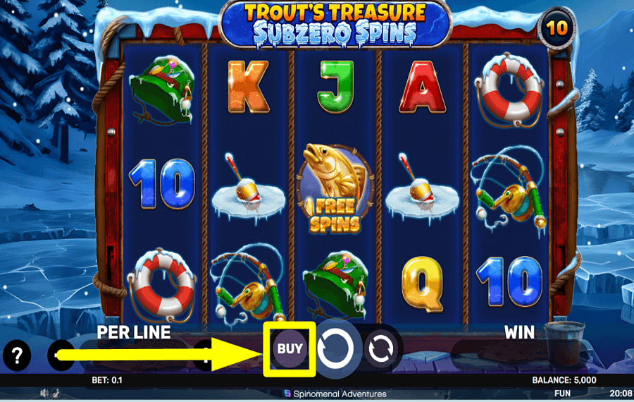 Trouts Treasure Subzero Spins COLLECT EXTRA TURNS.