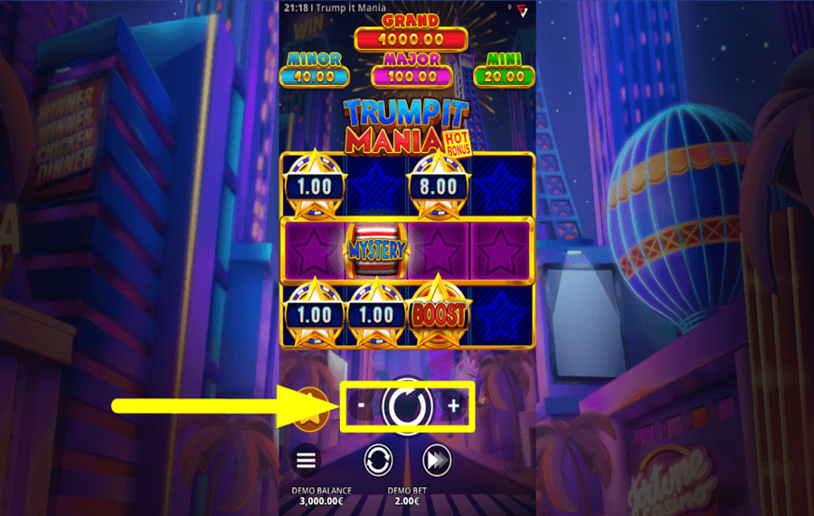 Trump It Mania Hot Bonus ADJUST THE WAGER.