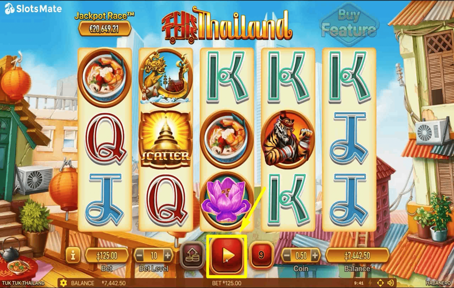 Tuk Tuk Thailand Cliquez/appuyez sur le bouton « Spin ».