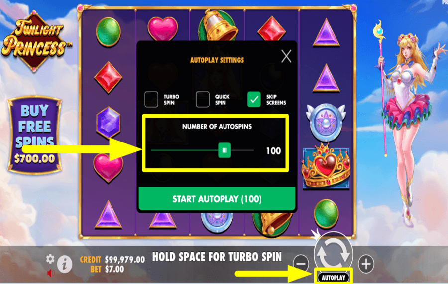 Twilight Princess ACTIVATE AUTOMATIC SPINS.