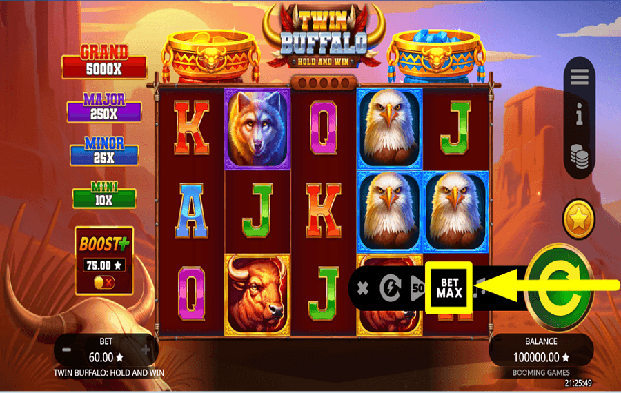 Twin Buffalo Hold and Win PUNTA PIÙ MONETE.