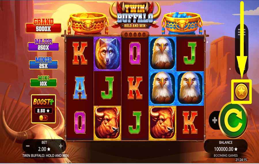 Twin Buffalo Hold and Win ACQUISTA PER OTTENERE BONUS.
